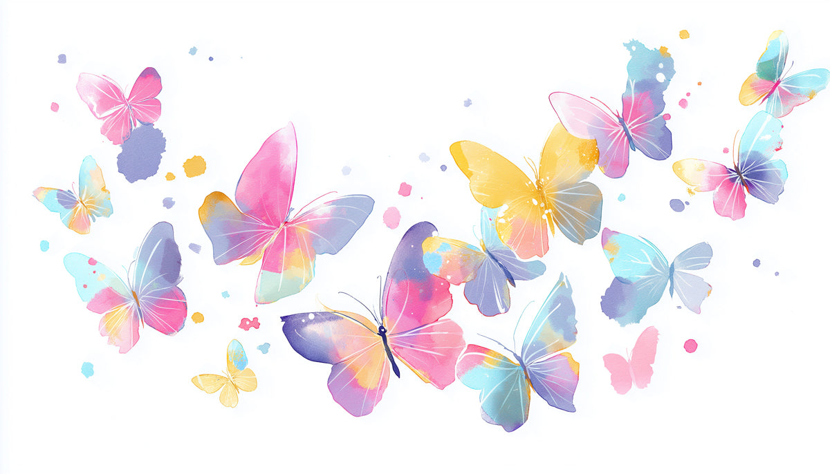 Butterfly Swarm Mural Wallpaper | Whimsical Watercolor Art
