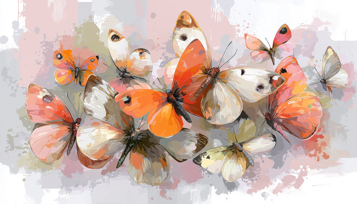Abstract Butterfly Swarm Mural Wallpaper | Painterly Art