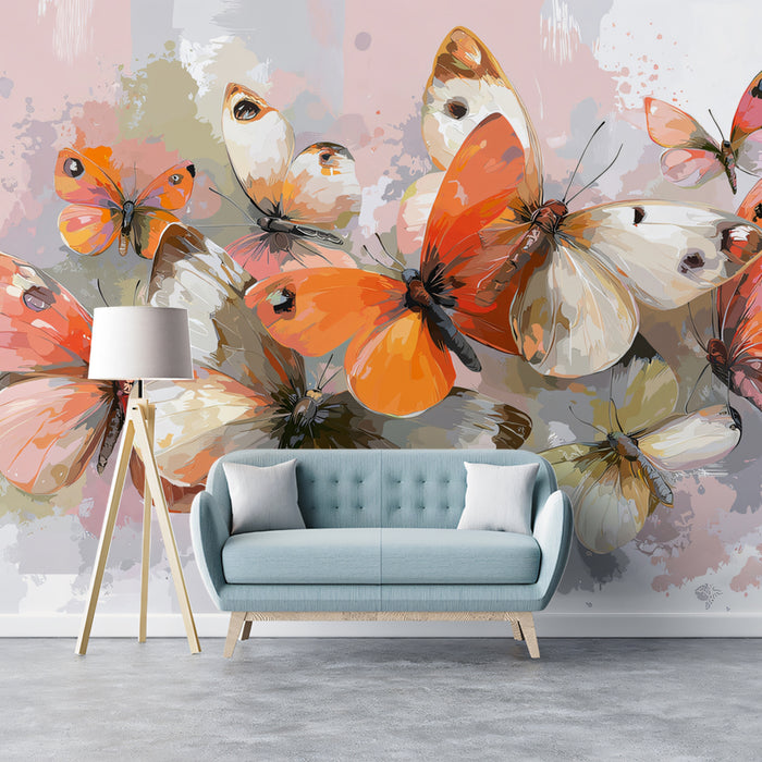 Abstract Butterfly Swarm Mural Wallpaper | Painterly Art
