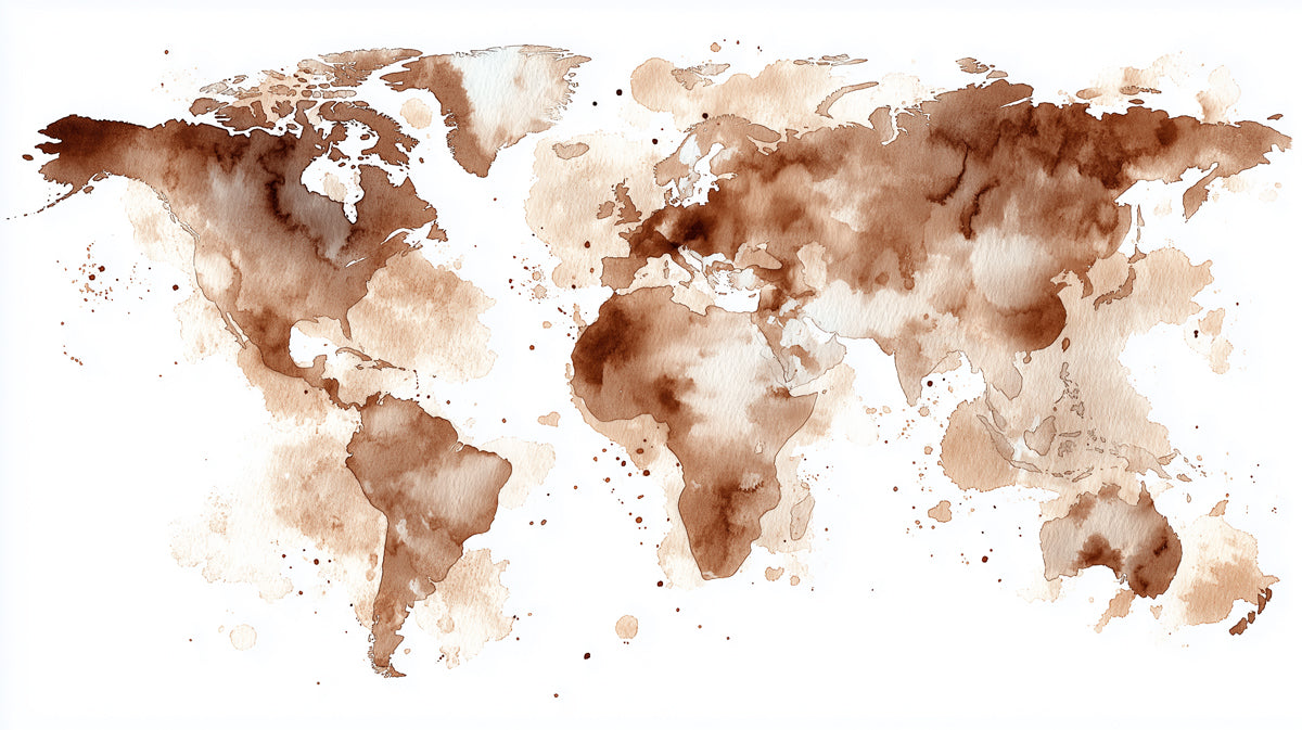 Coffee Wash World Map Mural Wallpaper | Rustic Abstract Art