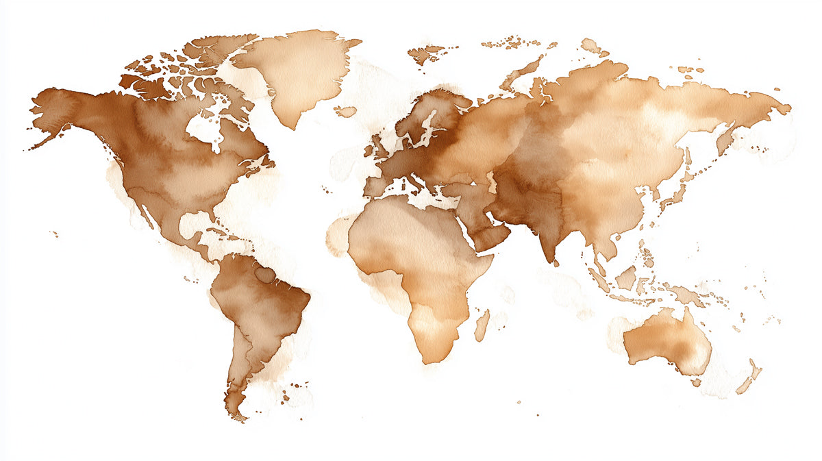 Sepia Tone World Map Mural Wallpaper | Classic Coffee Art