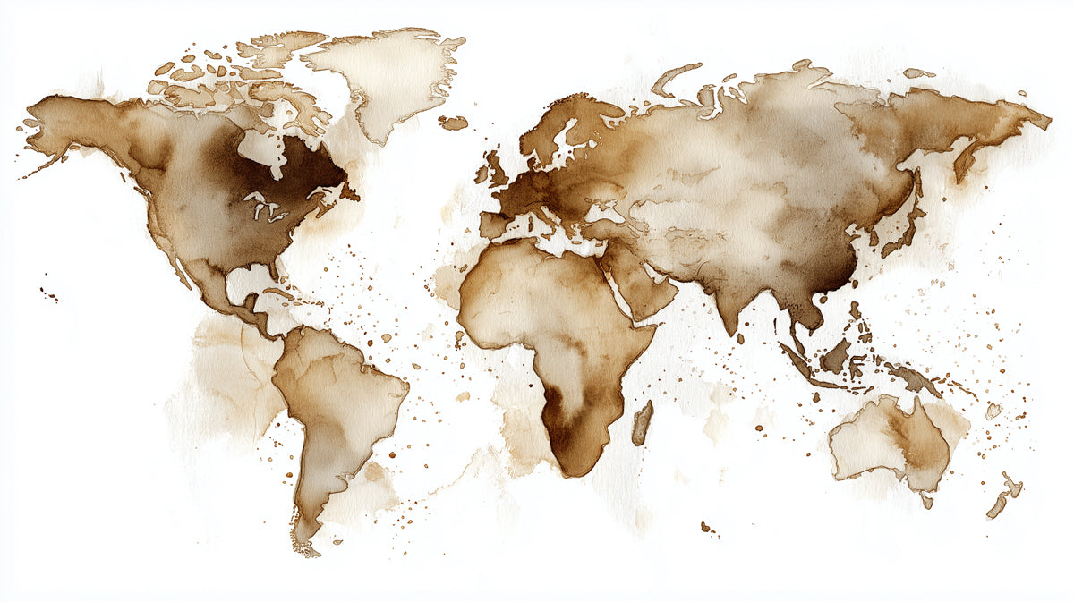 Coffee Stain World Map Mural Wallpaper | Warm Toned Abstract