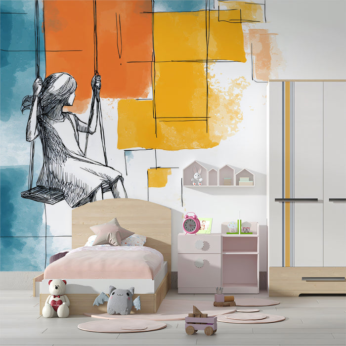 Urban Swing Mural Wallpaper | Modern Abstract Art