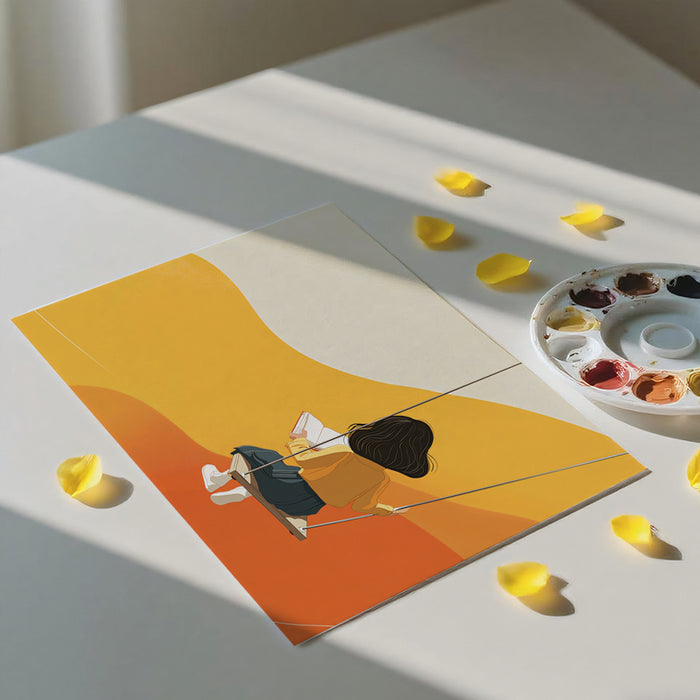 Serene Swing Mural Wallpaper | Abstract Golden Sunset
