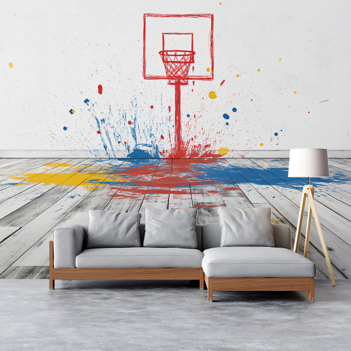 Basketball Hoop Mural Wallpaper | Dynamic Urban Art
