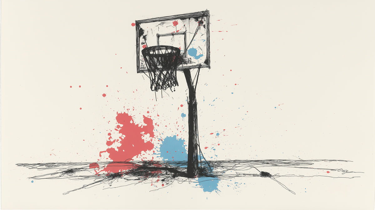 Sketchy Basketball Court Mural Wallpaper | Abstract Urban Art