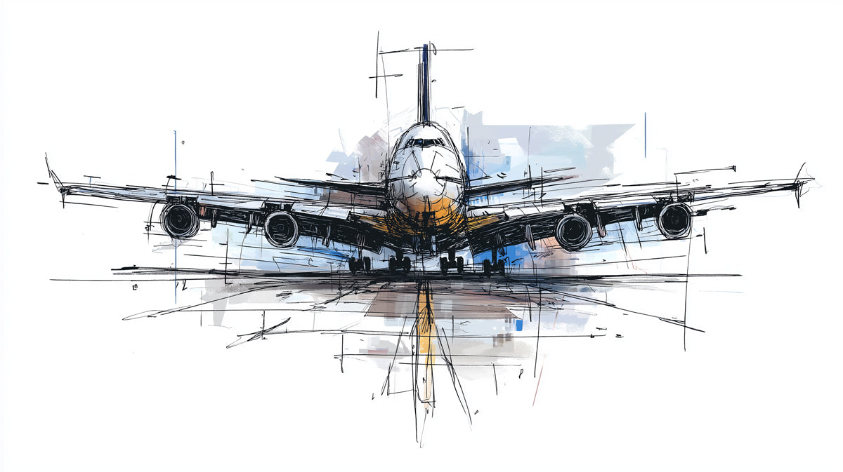 Sketchy Airplane Mural Wallpaper | Dynamic Line Art