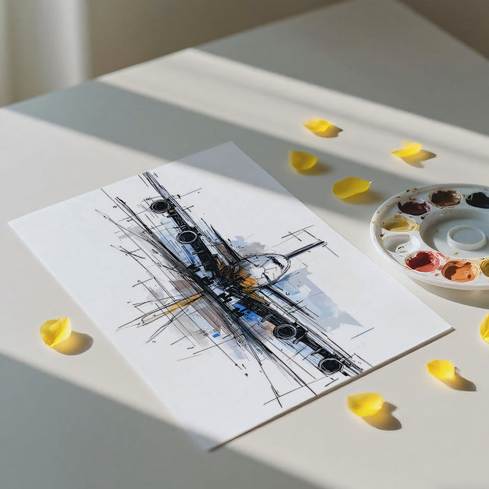 Sketchy Airplane Mural Wallpaper | Dynamic Line Art