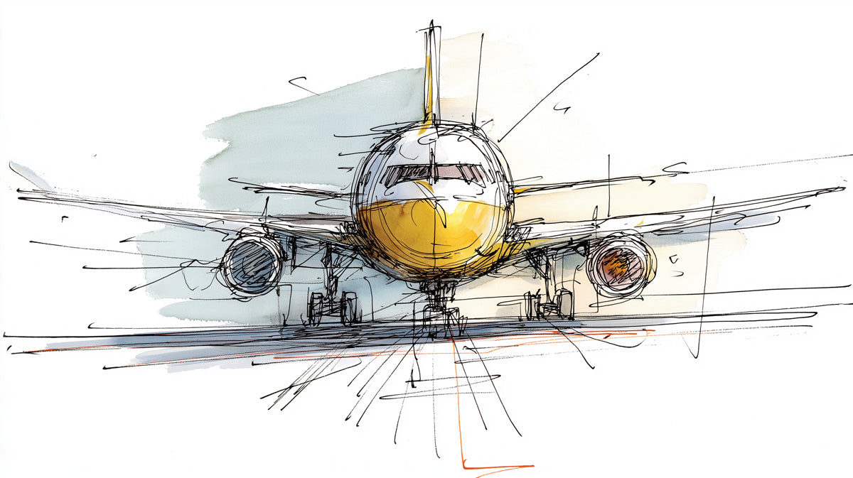 Watercolor Airplane Mural Wallpaper | Abstract Aviation Art