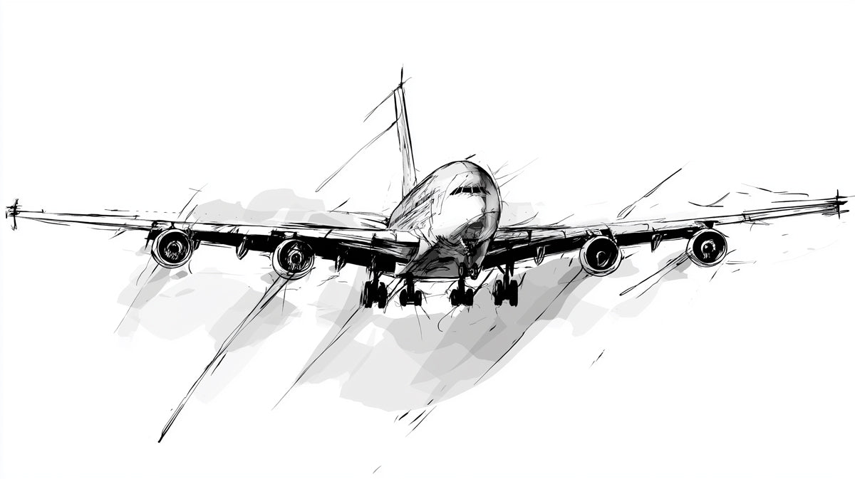 Sketchy Airplane Mural Wallpaper | Bold Black & White Art