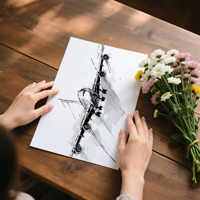 Sketchy Airplane Mural Wallpaper | Bold Black & White Art