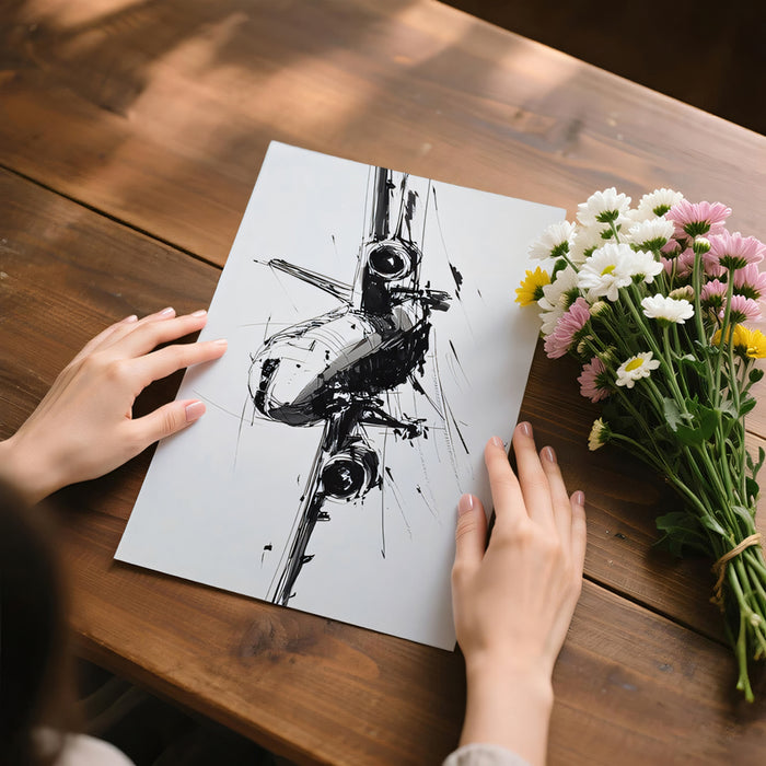 Abstract Airplane Mural Wallpaper | Modern Sketch Art