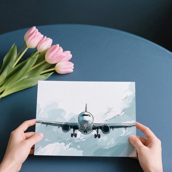 Watercolor Airplane Mural Wallpaper | Abstract Aviation Art