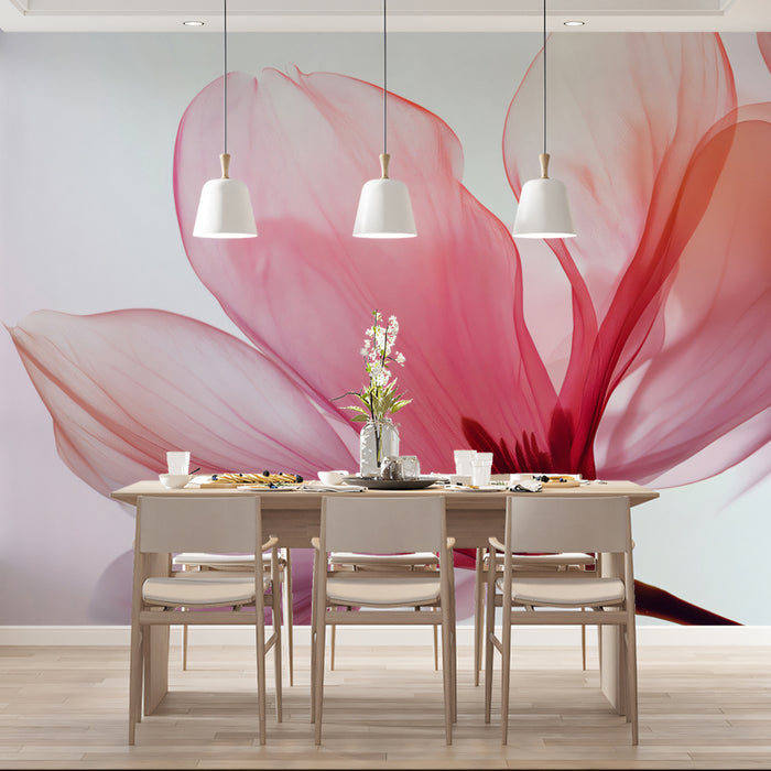 Translucent Orchid Floral Mural Wallpaper | Dreamy Pink & White for Zen Spaces