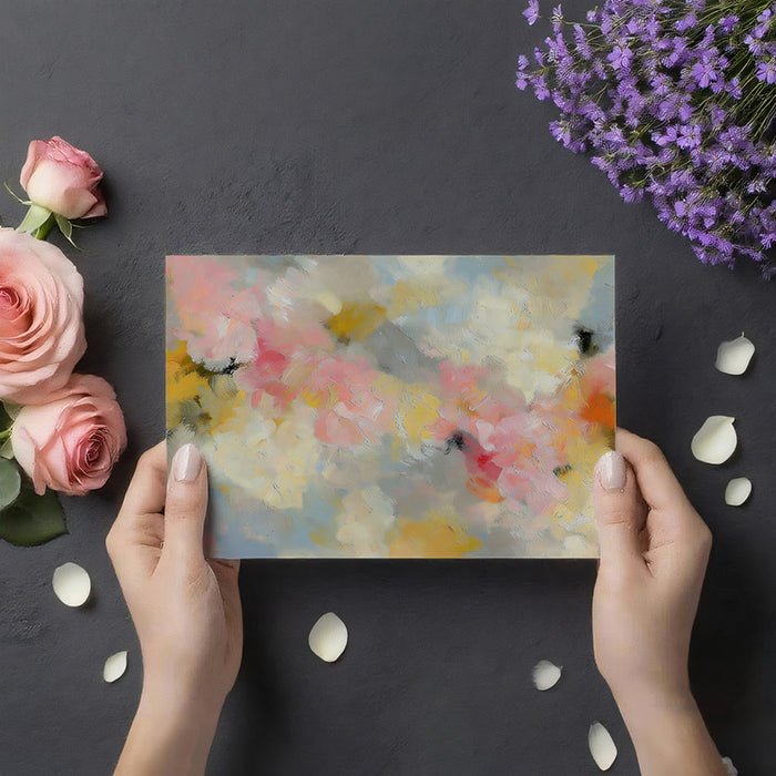 Dreamy Cloud Floral Mural Wallpaper | Romantic Pink, Yellow & Blue Abstract Art