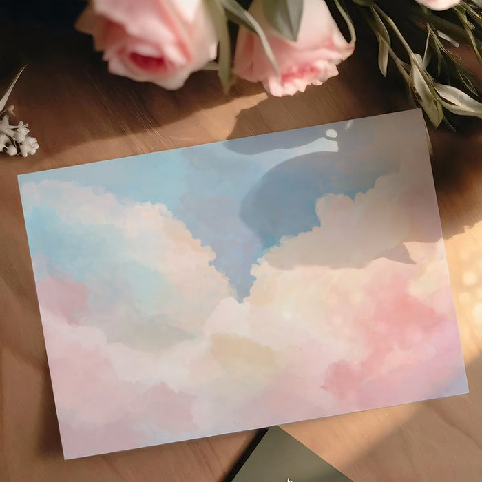 Soft Pink & Blue Sky Mural Wallpaper | Abstract Watercolor Clouds