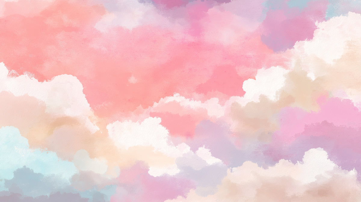 Pastel Rainbow Sky Mural Wallpaper | Dreamy Watercolor Abstract Clouds