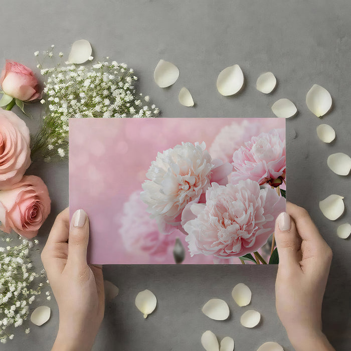 Romantic Pink Peony Floral Mural Wallpaper | Dreamy Abstract Background