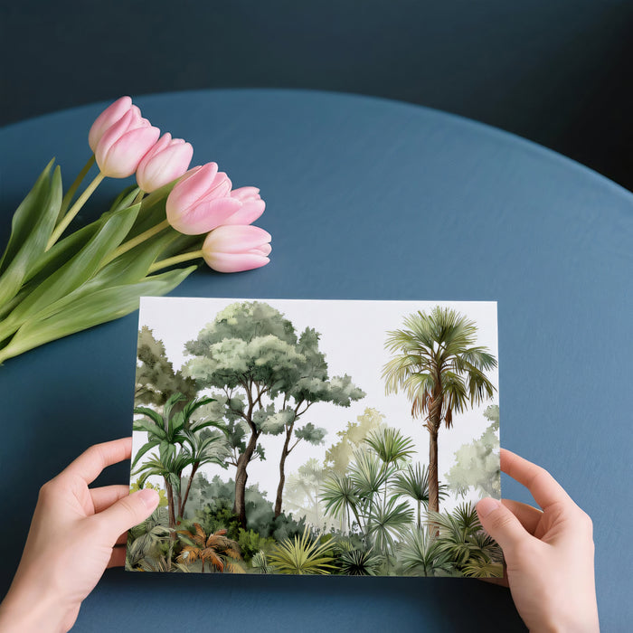 Tropical Botanical Mural Wallpaper | Lush Greenery & Palm Trees