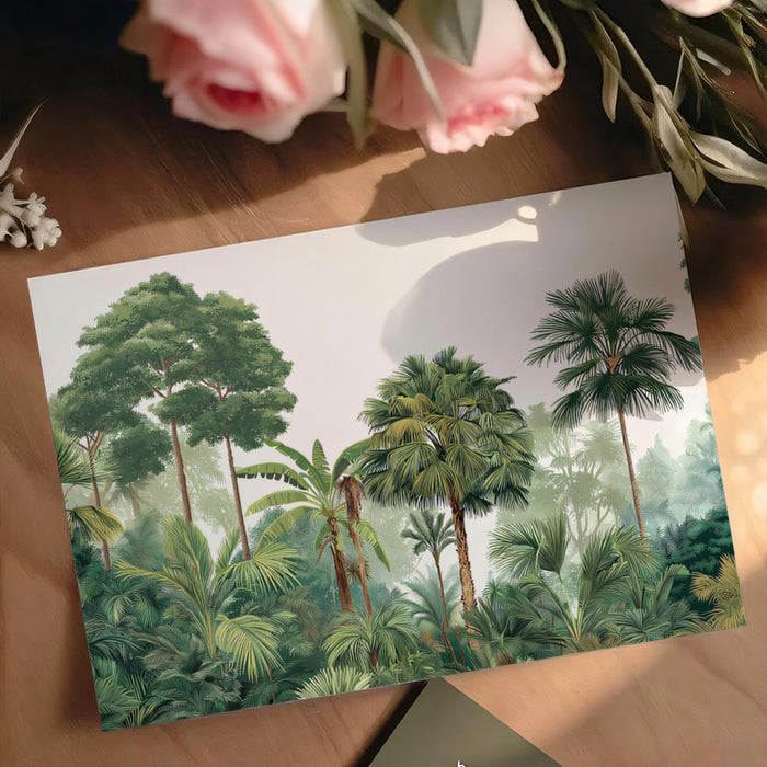 Tropical Forest Mural Wallpaper | Lush Jungle Scene with Palm Trees