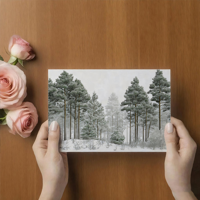 Winter Forest Mural Wallpaper | Serene Snowy Pine Trees