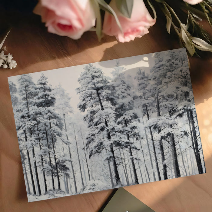 Snowy Pine Forest Mural Wallpaper | Serene Winter Landscape