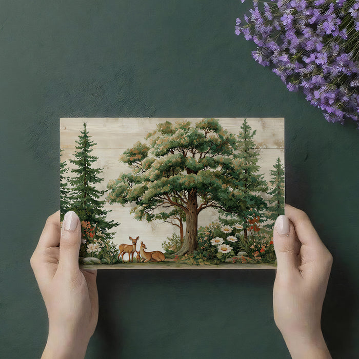 Rustic Forest Mural Wallpaper | Peaceful Deer & Lush Greenery