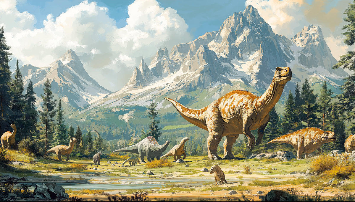 Realistic Dinosaur Mural Wallpaper in Playroom | Various Colors (Brown, Green, Blue, etc.) of Dinosaur