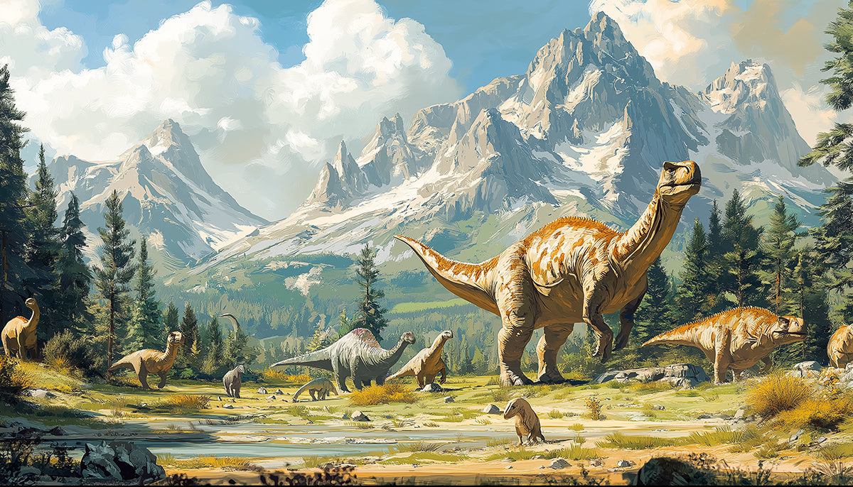 Realistic Dinosaur Mural Wallpaper in Playroom | Various Colors (Brown, Green, Blue, etc.) of Dinosaur