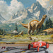 Realistic Dinosaur Mural Wallpaper in Playroom | Various Colors (Brown, Green, Blue, etc.) of Dinosaur