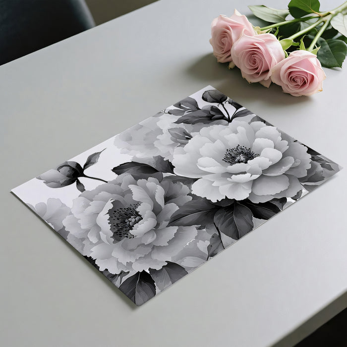 Monochrome Peony Floral Mural Wallpaper | Elegant Black & White