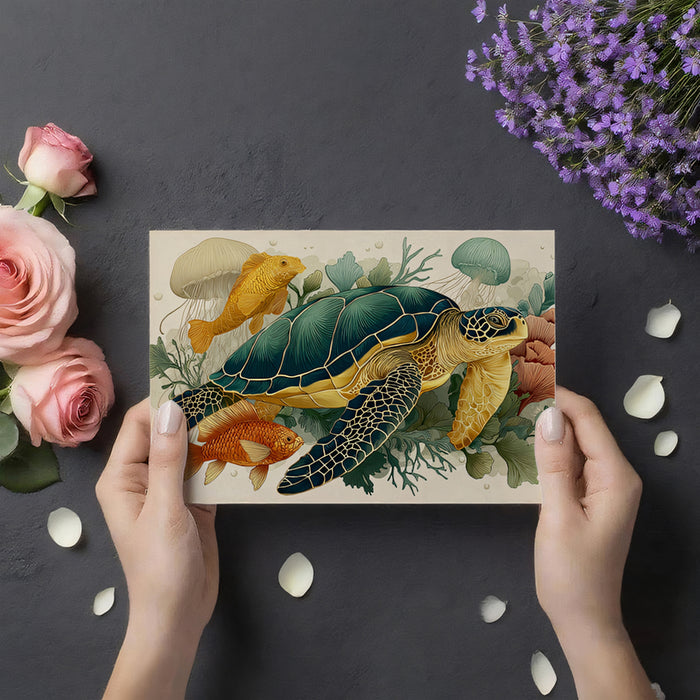 Underwater Fantasy Mural Wallpaper | Sea Turtle & Fish in Coral