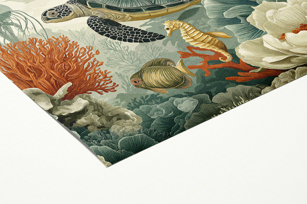 Whimsical Underwater Coral Reef Mural Wallpaper | Marine Life & Floral Fusion