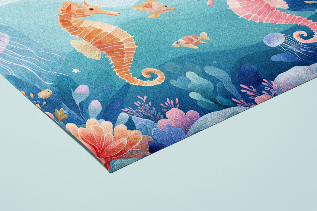 Whimsical Pastel Seahorse Mural Wallpaper | Ocean Nursery Wall Art