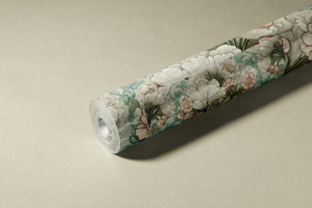 Classic Floral Mural Wallpaper | Art Nouveau Botanical Pattern