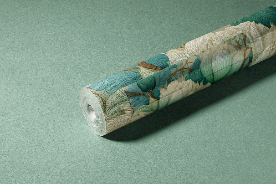 Modern Abstract Floral Mural Wallpaper | Elegant Lotus Bloom Pattern