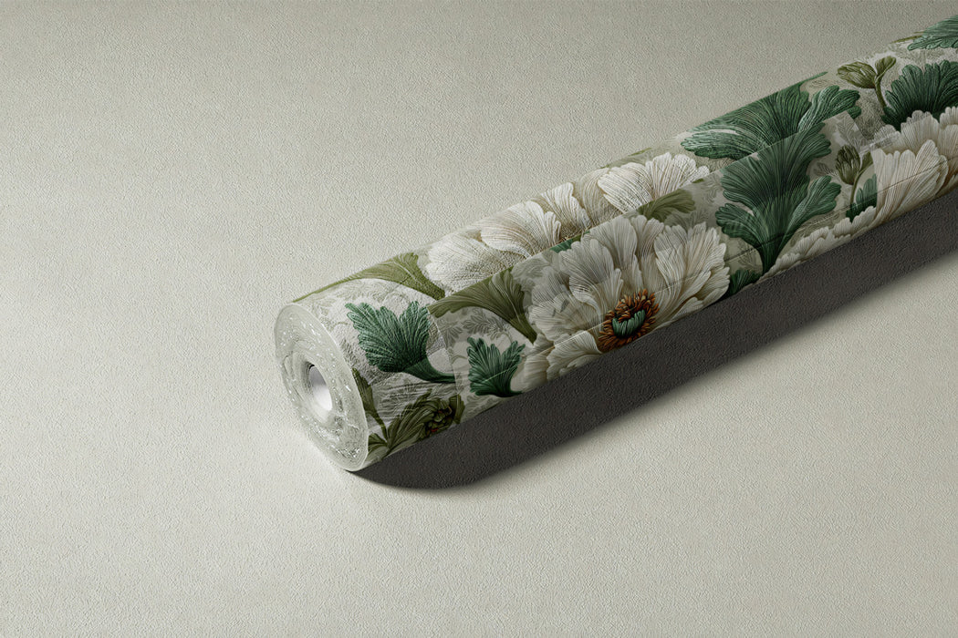 Vintage Peony Floral Mural Wallpaper | Elegant Botanical Pattern