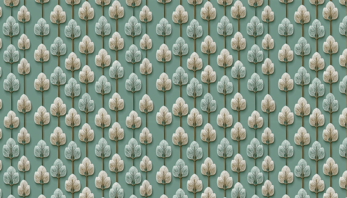 Elegant Botanical Mural Wallpaper | Stylized Tree Pattern