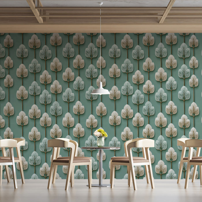 Elegant Botanical Mural Wallpaper | Stylized Tree Pattern