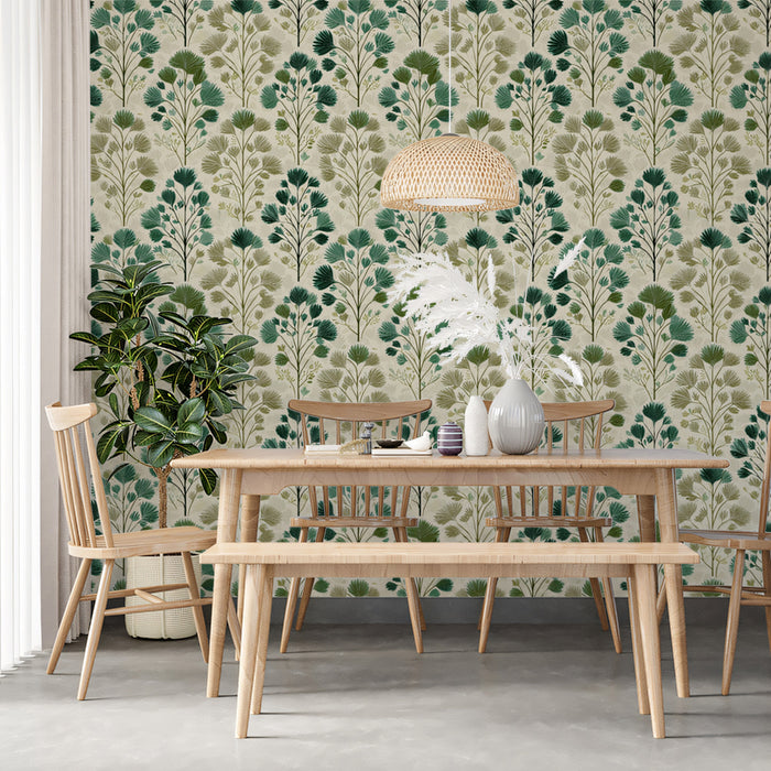 Elegant Botanical Mural Wallpaper | Stylized Tree Pattern