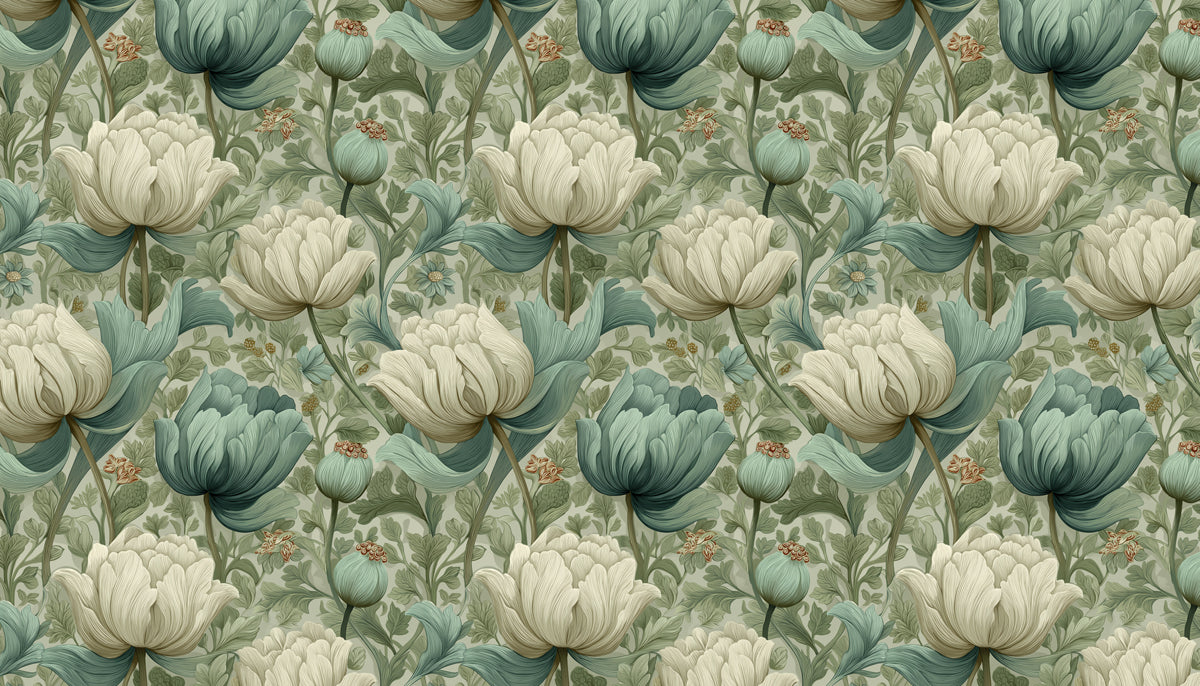 Vintage Floral Mural Wallpaper | Classic Botanical Pattern