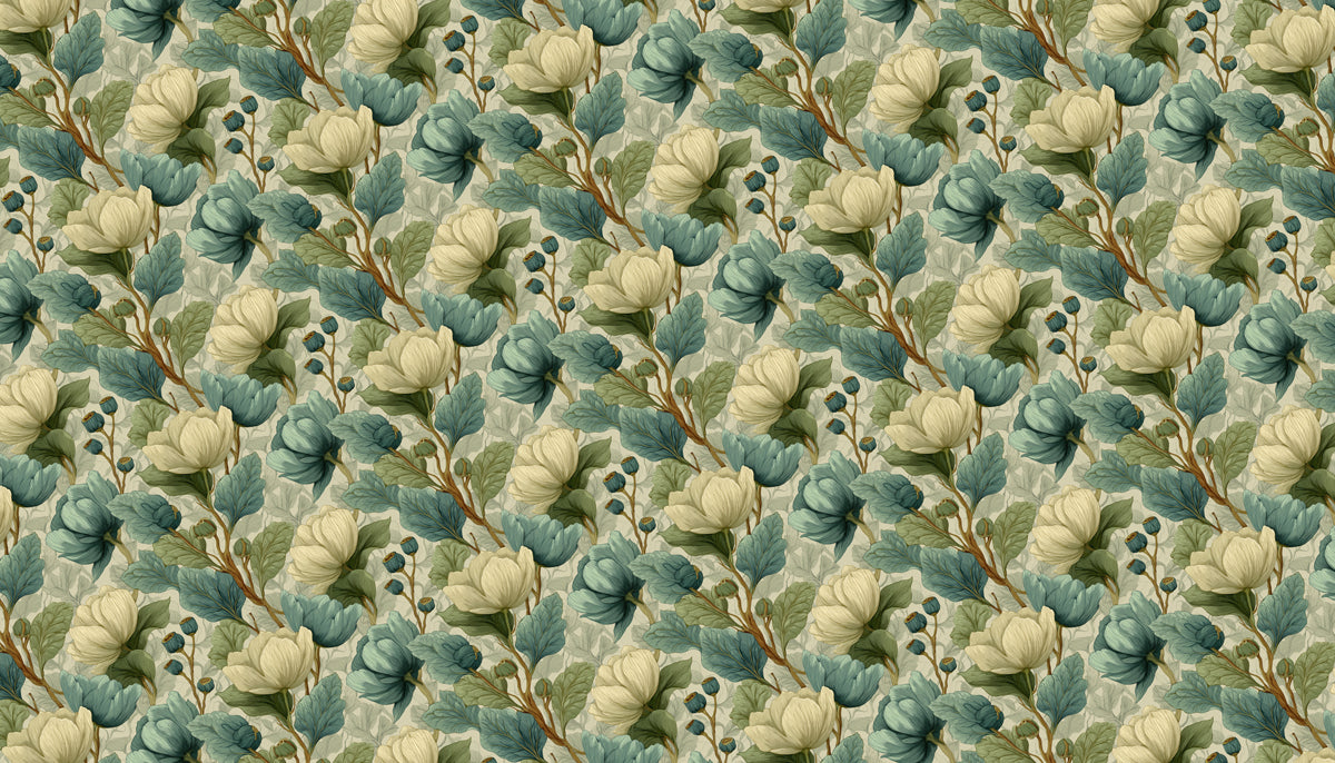 Vintage Floral Mural Wallpaper | Classic Botanical Pattern
