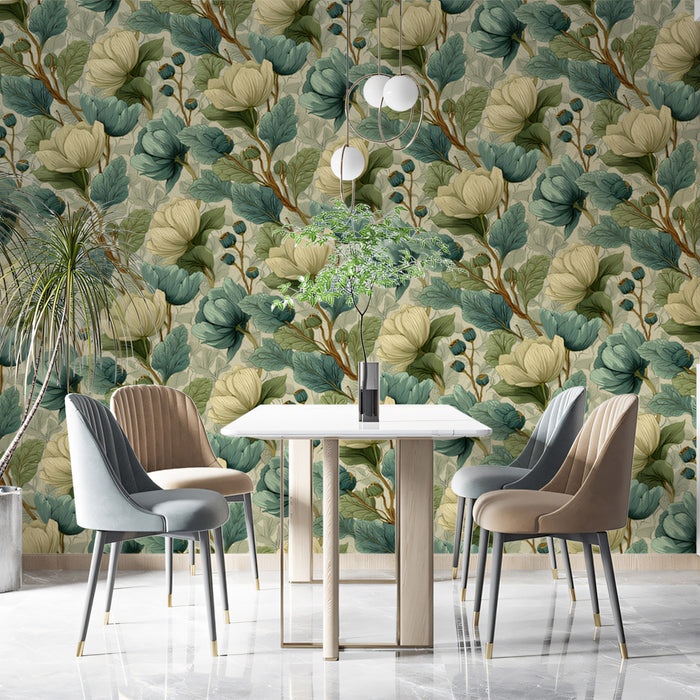 Vintage Floral Mural Wallpaper | Classic Botanical Pattern