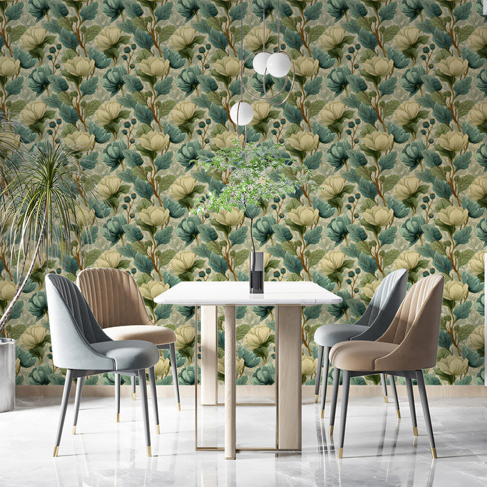 Vintage Floral Mural Wallpaper | Classic Botanical Pattern