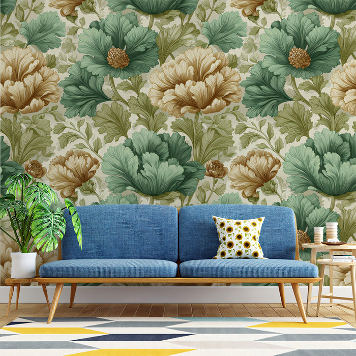 Classic Peony Mural Wallpaper | Elegant Botanical Print