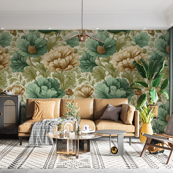 Classic Peony Mural Wallpaper | Elegant Botanical Print