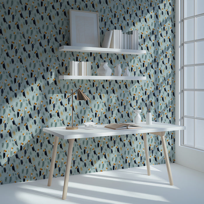 Mini Toucan Mural Wallpaper | Small-Scale Tropical Bird Pattern