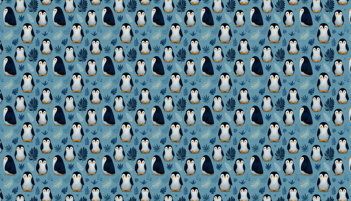 Cute Baby Penguin Mural Wallpaper | Adorable Antarctic Pattern