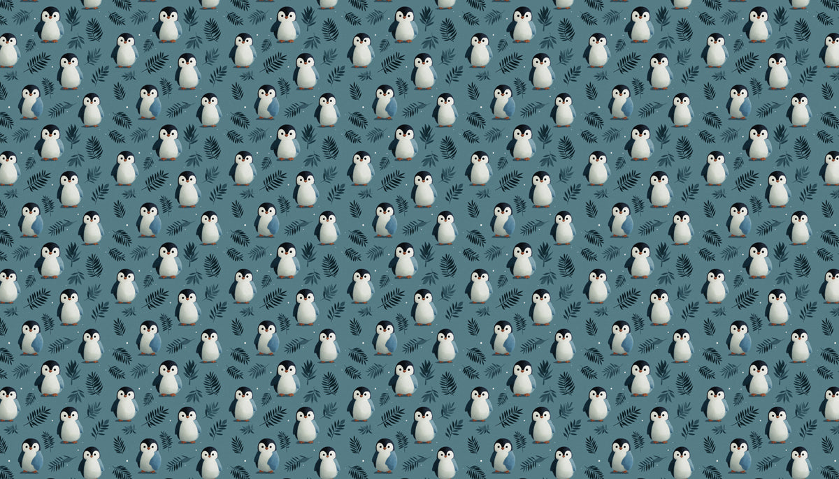 Cute Baby Penguin Mural Wallpaper | Adorable Antarctic Pattern