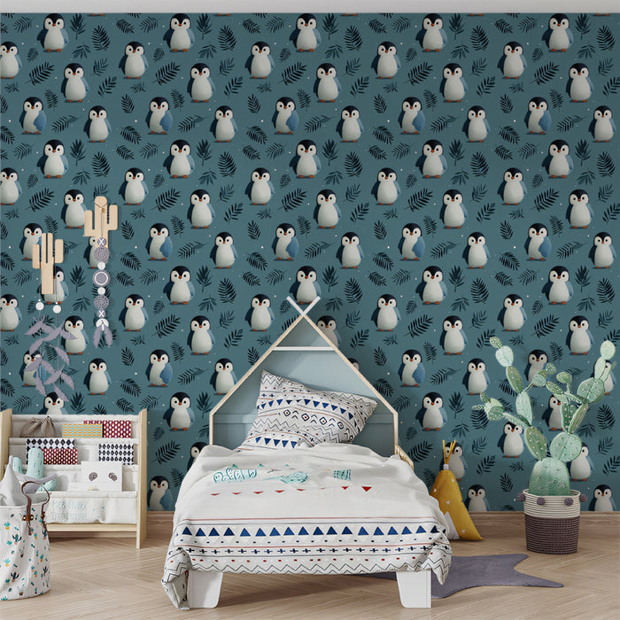 Cute Baby Penguin Mural Wallpaper | Adorable Antarctic Pattern